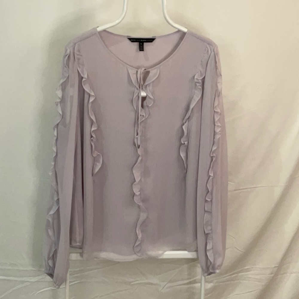 Dusty Lilac ruffle top XL White House Black Market